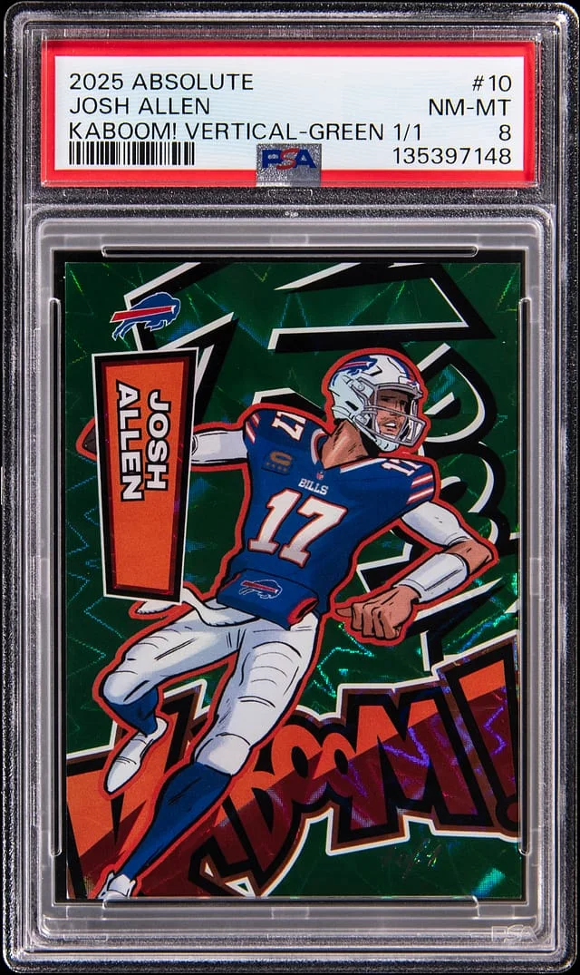2025 Panini Absolute Josh Allen Kaboom! Vertical Green #10 card image