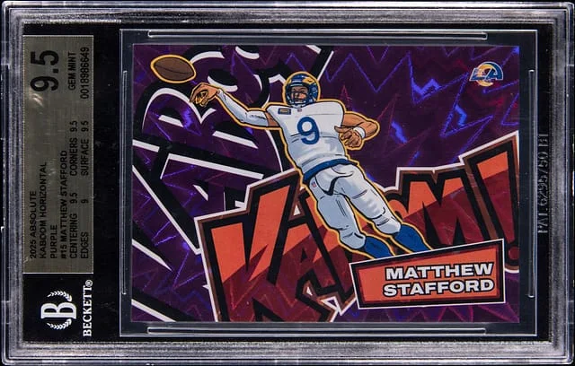 2025 Panini Absolute Matthew Stafford Kaboom! Horizontal Purple #15 card image