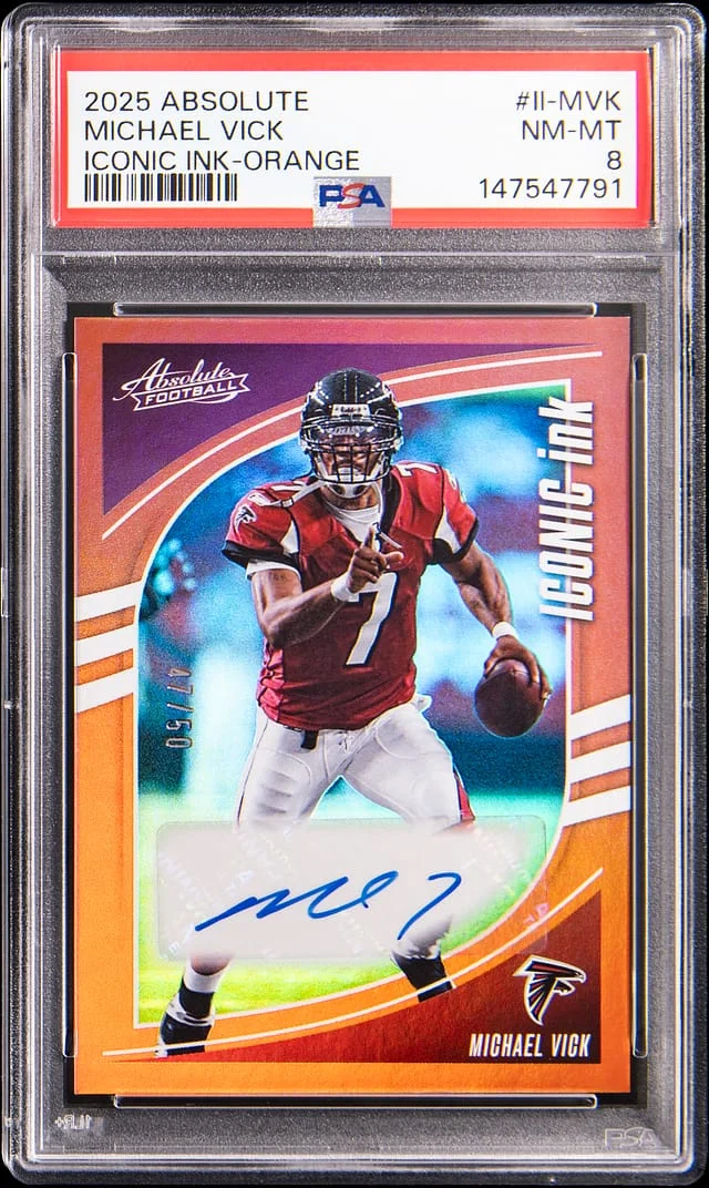 2025 Panini Absolute Michael Vick Iconic Ink Orange #II-MVK card image