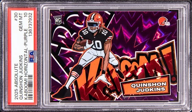 2025 Panini Absolute Quinshon Judkins Kaboom! Horizontal Purple #30 card image