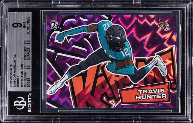 2025 Panini Absolute Travis Hunter Kaboom! Horizontal Purple #32 card image