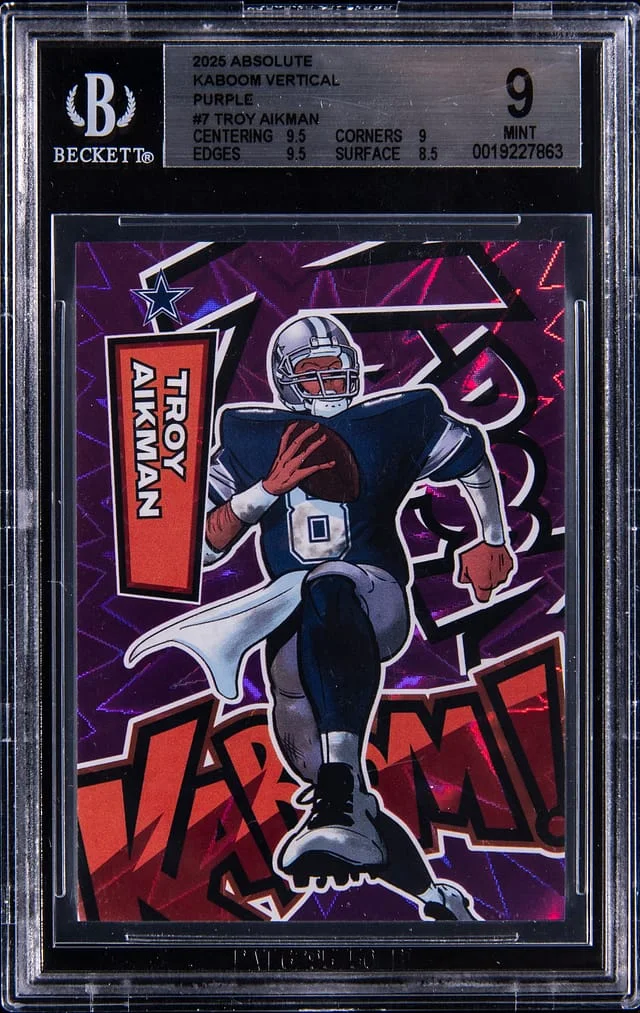 2025 Panini Absolute Troy Aikman Kabooom! Vertical Purple #7 card image
