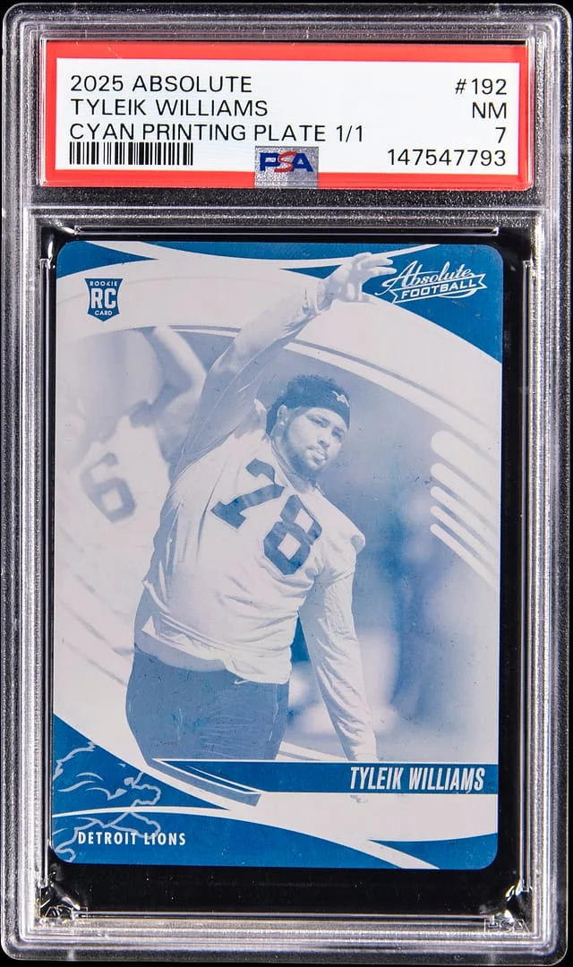 2025 Panini Absolute Tyleik Williams Cyan Printing Plate #192 card image