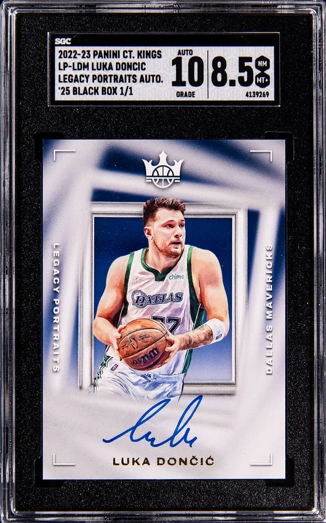 2025 Panini Black Luka Doncic Box '22-'23 Panini Court Kings Legacy Portraits Autographs #LP-LDM card image