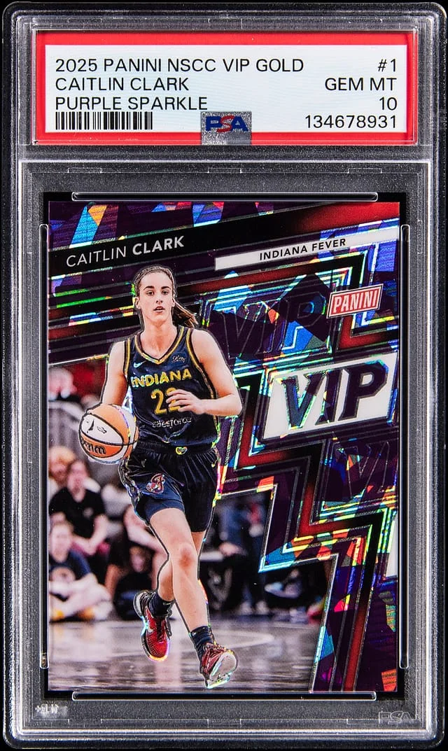 2025 Panini Caitlin Clark NSCC VIP Gold White Sparkle #1 card image