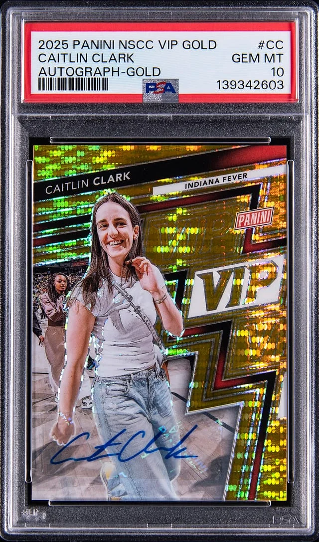 2025 Panini Caitlin Clark NSCC VIP Gold Autograph Gold #CC card image