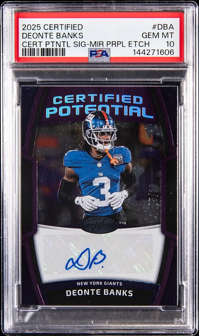 2025 Panini Certified Deonte Banks Certified Potential Signatures Mirror Purple Etch #CPS-DBA card image