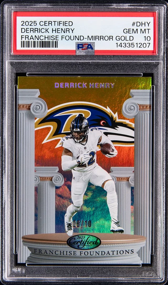 2025 Panini Certified Derrick Henry Franchise Found Mirror Gold #FFO-DHY card image