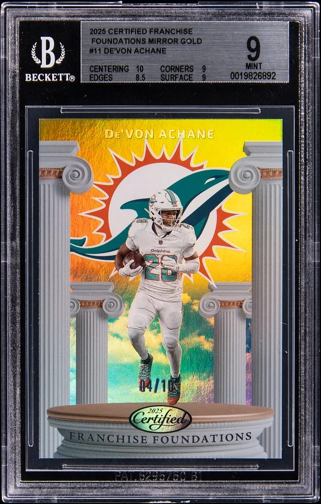 2025 Panini Certified De'Von Achane Franchise Foundations Mirror Gold #FFO-DAE card image