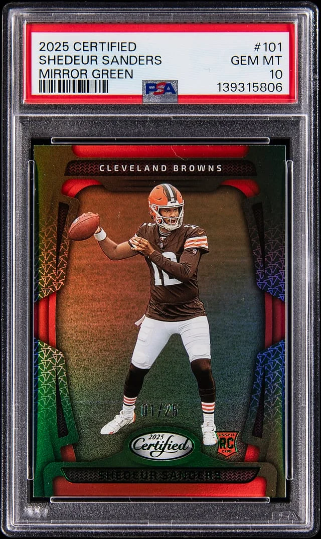 2025 Panini Certified Shedeur Sanders Mirror Green #101 card image