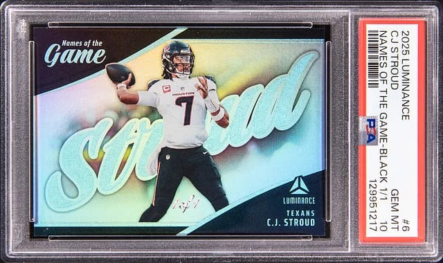 2025 Panini CJ Stroud Luminance Names of the Game Black #6 card image