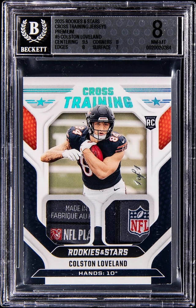 2025 Panini Colston Loveland Rookies & Stars Cross Training Jerseys Premium #CT-CLD card image