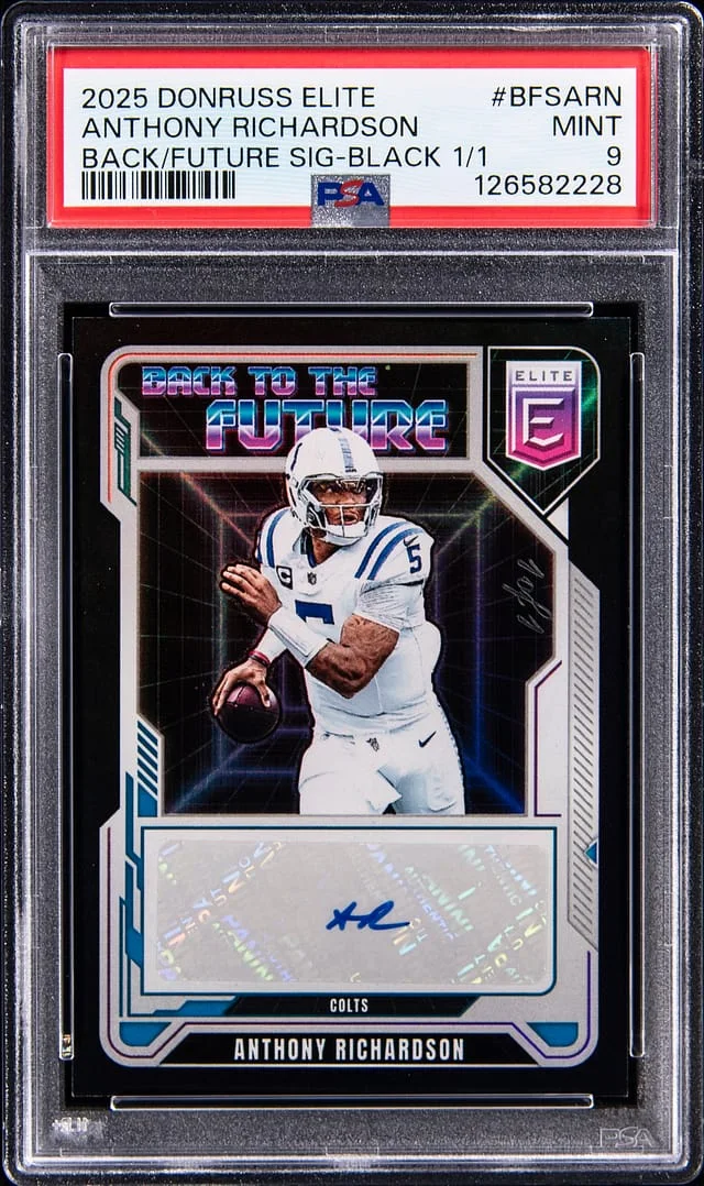 2025 Panini Donruss Anthony Richardson Elite Back to the Future Signatures Black #BFS-ARN card image