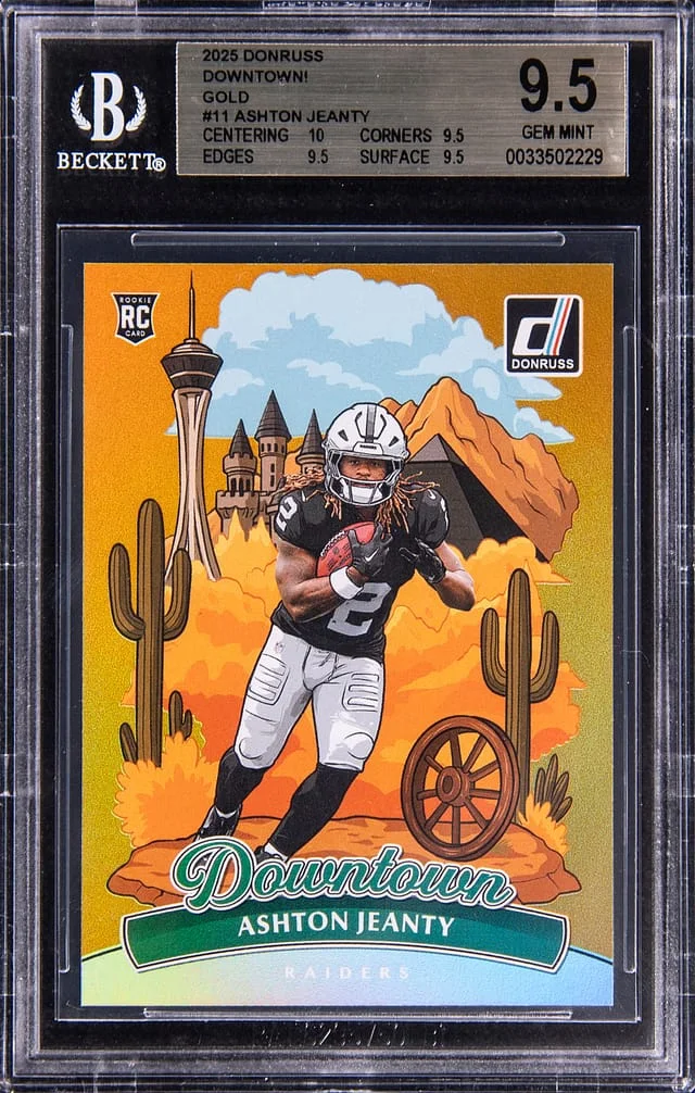 2025 Panini Donruss Ashton Jeanty Downtown! Gold #11 card image