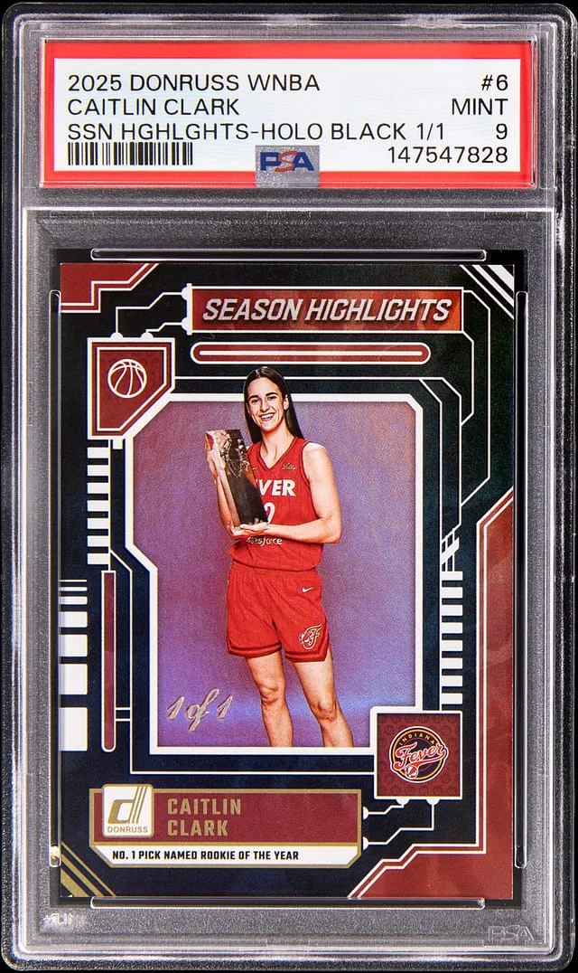 2025 Panini Donruss Caitlin Clark WNBA Season Highlights Holo Black #6 card image