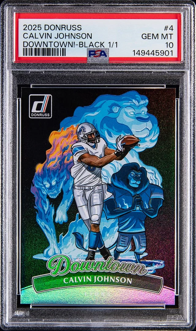 2025 Panini Donruss Calvin Johnson Downtown Black #4 card image