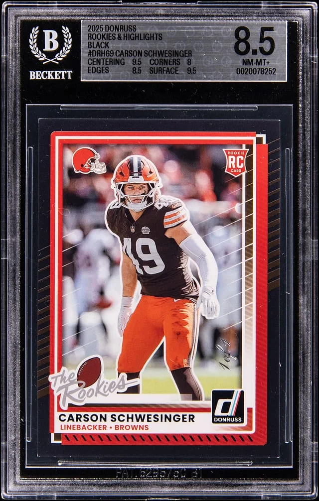 2025 Panini Donruss Carson Schwesinger Rookies & Highlights Black #DRH-69 card image