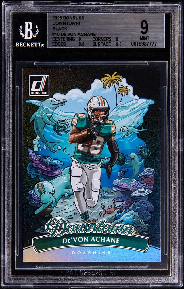 2025 Panini Donruss De'Von Achane Downtown! Black #10 card image