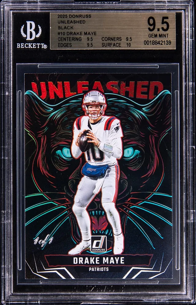 2025 Panini Donruss Drake Maye Unleashed Black #10 card image