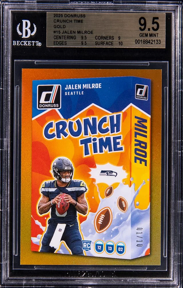 2025 Panini Donruss Jalen Milroe Crunch Time Gold #CRU-JME card image