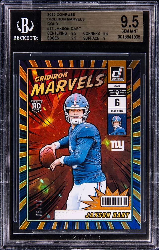 2025 Panini Donruss Jaxson Dart Gridiron Marvels Gold #11 card image