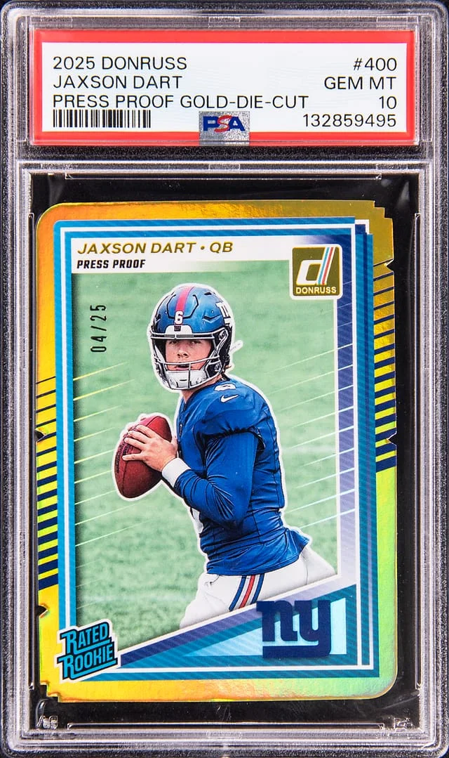 2025 Panini Donruss Jaxson Dart Press Proof Gold Die-Cut #400 card image