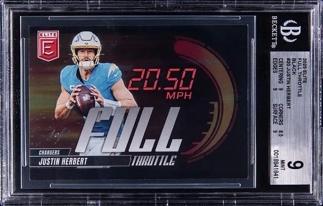 2025 Panini Donruss Justin Herbert Elite Full Throttle Black #20 card image