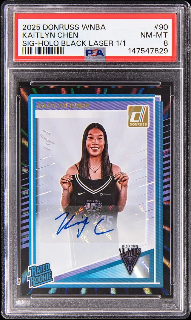 2025 Panini Donruss Kaitlyn Chen WNBA Signatures Holo Black Laser #90 card image