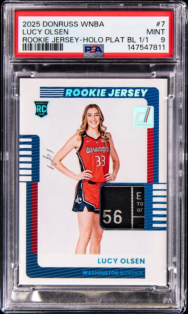 2025 Panini Donruss Lucy Olson WNBA Jersey Holo Platinum Blue #7 card image