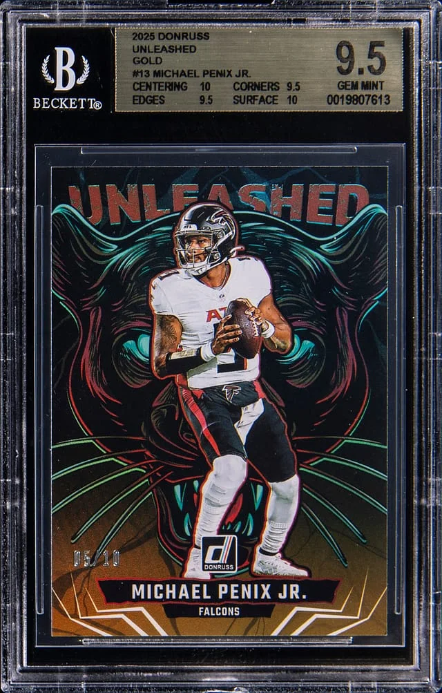 2025 Panini Donruss Michael Penix Jr. Unleashed Gold #13 card image