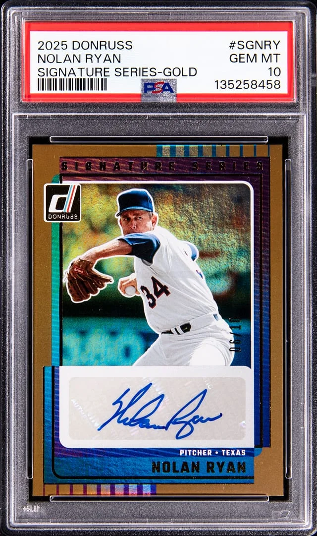 2025 Panini Donruss Nolan Ryan Signature Series Gold #SG-NRY card image