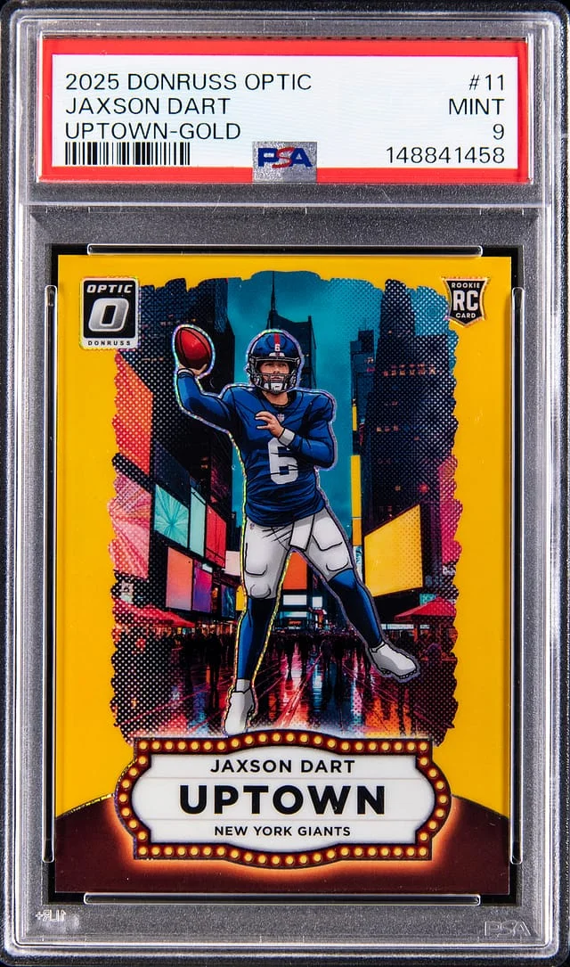 2025 Panini Donruss Optic Jaxson Dart Uptown Gold #11 card image