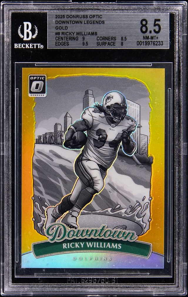 2025 Panini Donruss Optic Ricky Williams Downtown Legends Gold #8 card image