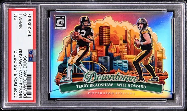 2025 Panini Donruss Optic Terry Bradshaw/Will Howard Downtown Duos #11 card image