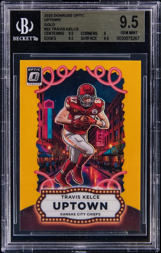 2025 Panini Donruss Optic Travis Kelce Uptown Gold #22 card image