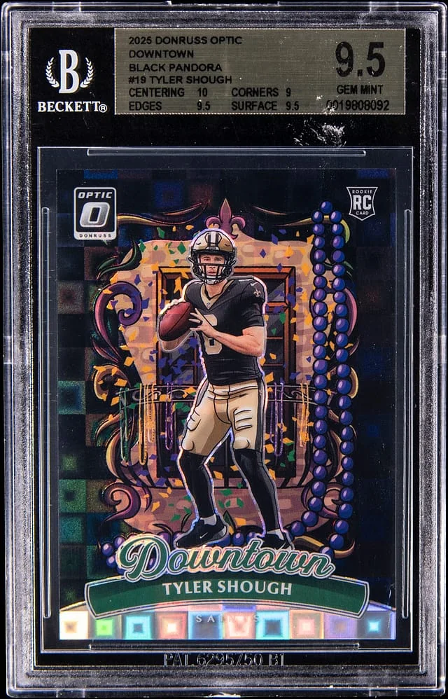 2025 Panini Donruss Optic Tyler Shough Black Pandora #19 card image