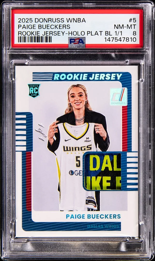2025 Panini Donruss Paige Bueckers WNBA Jersey Holo Platinum Blue #5 card image
