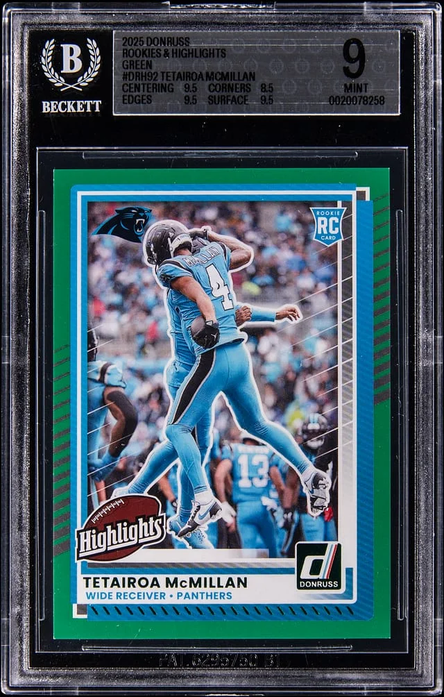 2025 Panini Donruss Tetairoa McMillan Rookies & Highlights Green #DRH-92 card image