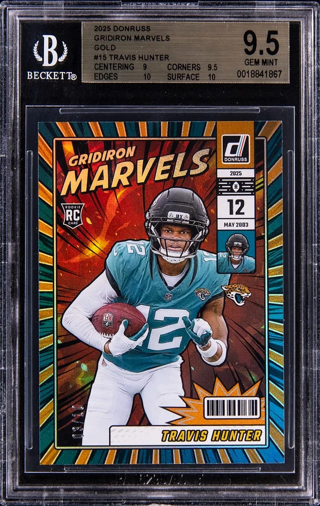 2025 Panini Donruss Travis Hunter Gridiron Marvels Gold #15 card image