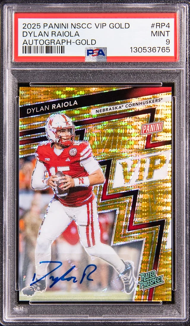 2025 Panini Dylan Raiola NSCC VIP Gold Autograph Gold #RP4 card image