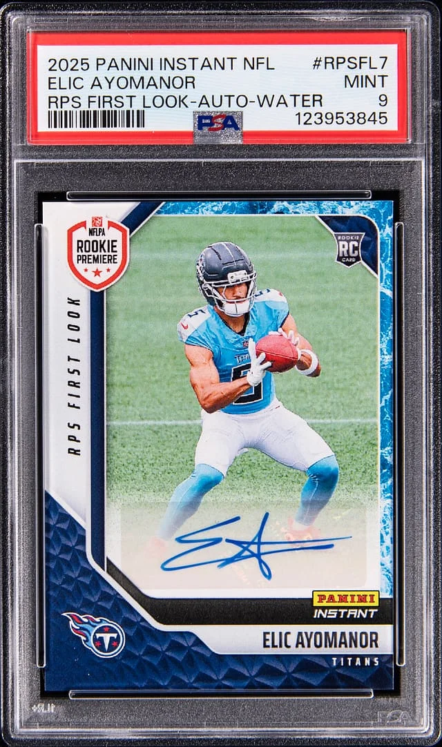 2025 Panini Elic Ayomanor Instant NFL RPS First Look Autograph Water #RPSFL-7 card image