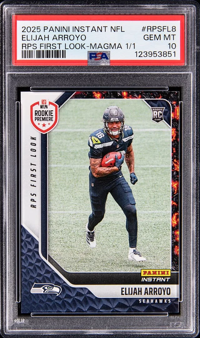 2025 Panini Elijah Arroyo Instant NFL RPS First Look Magma #RPSFL-8 card image