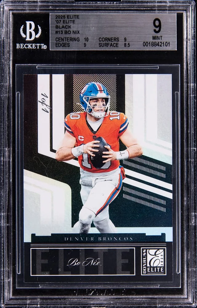 2025 Panini Elite Bo Nix 07 Elite Black #13 card image