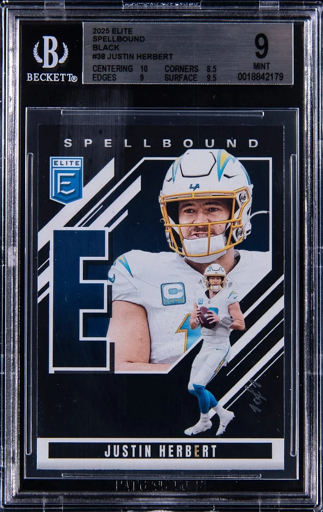 2025 Panini Elite Justin Herbert Spellbound Black #38 card image