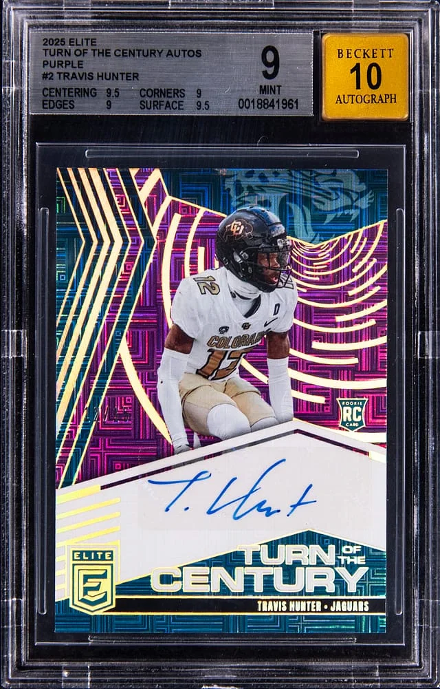 2025 Panini Elite Travis Hunter Turn of The Century Autographs Purple #TOC-THU card image