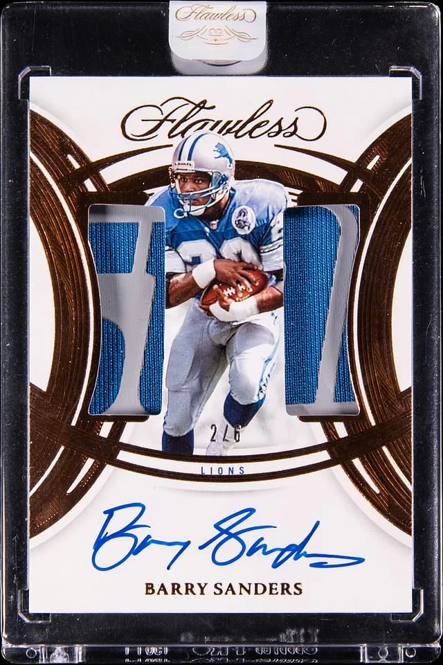2025 Panini Flawless Barry Sanders Dual Patch Autographs Bronze #DPA-BSS card image