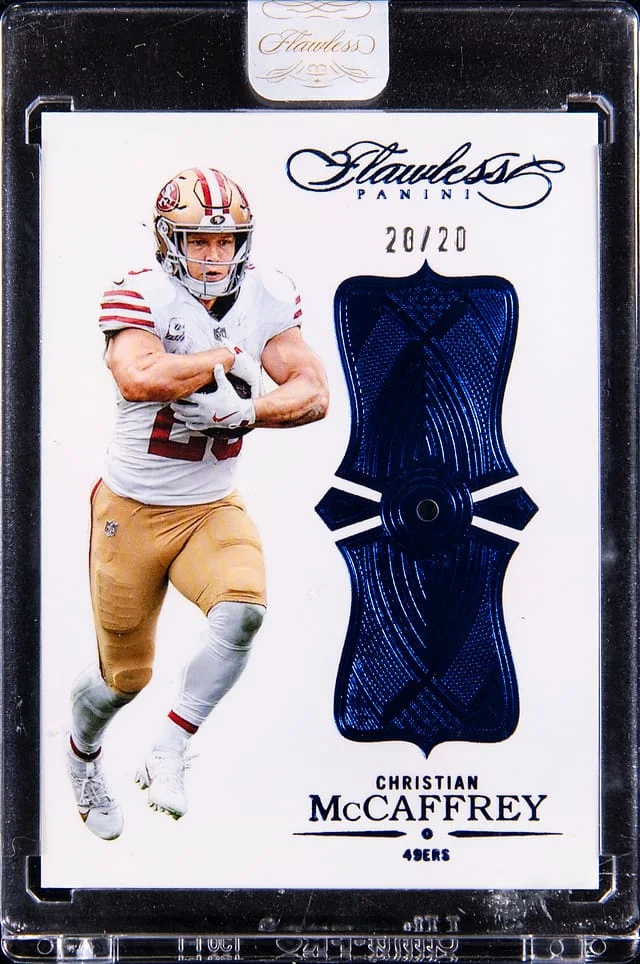2025 Panini Flawless Christian McCaffrey Sapphire #31 card image