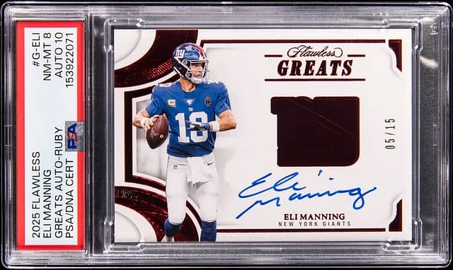 2025 Panini Flawless Eli Manning Greats Autographs Ruby #G-ELI card image