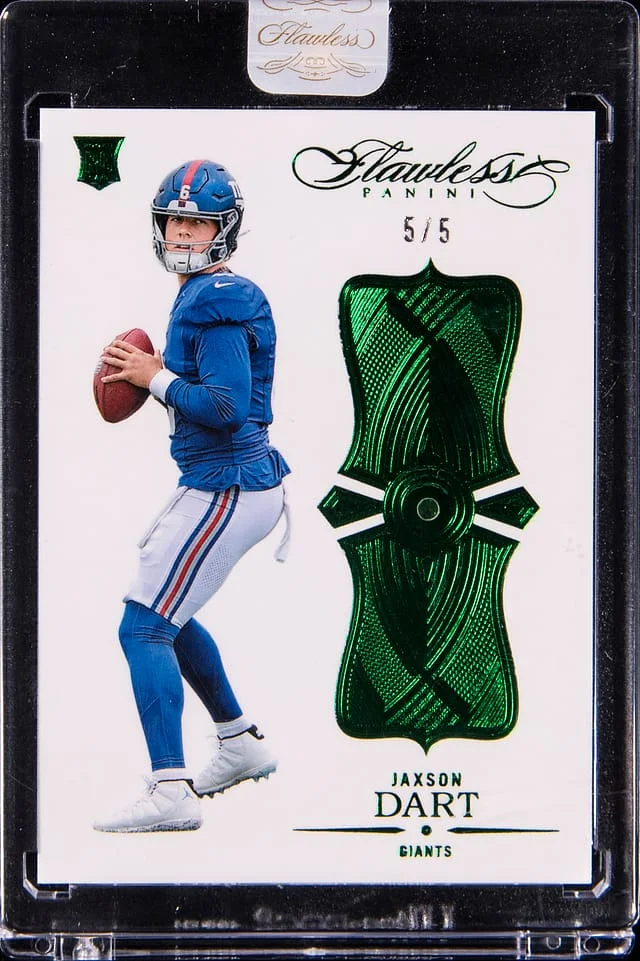 2025 Panini Flawless Jaxson Dart Emerald Relic - Panini Encased #25 card image