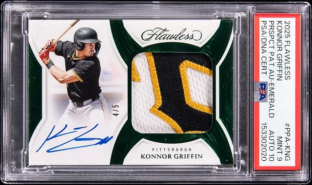 2025 Panini Flawless Konnor Griffin Prospect Patch Autographs Emerald #PPA-KNG card image